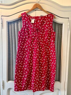 Vintage Faded Glory Preppy Red Floral Daisy 100% Cotton Shift Dress 90’s Y2K 🌼